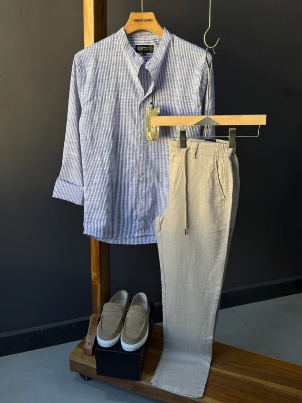 Chinese collar linen shirt